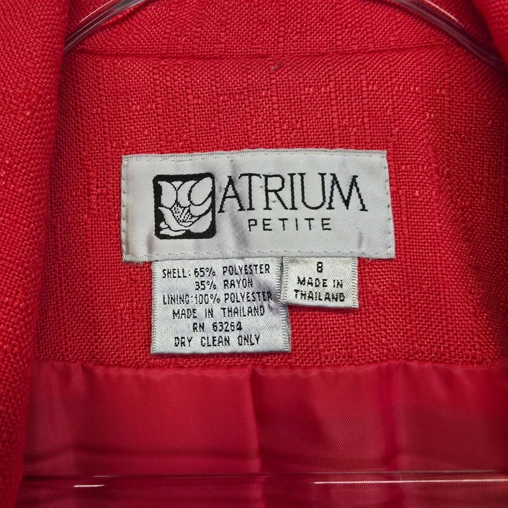 Atrium Skirt Suit Set‎ Women 8P Red Double Breasted Blazer Tweed Classic Office